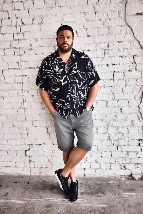 Men+ viskose-skjorte, korte ærmer, alloverprint, Cubakrave, Cuba Fit, op til str. 8XL