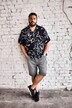 Men+ viskose-skjorte, korte ærmer, alloverprint, Cubakrave, Cuba Fit, op til str. 8XL