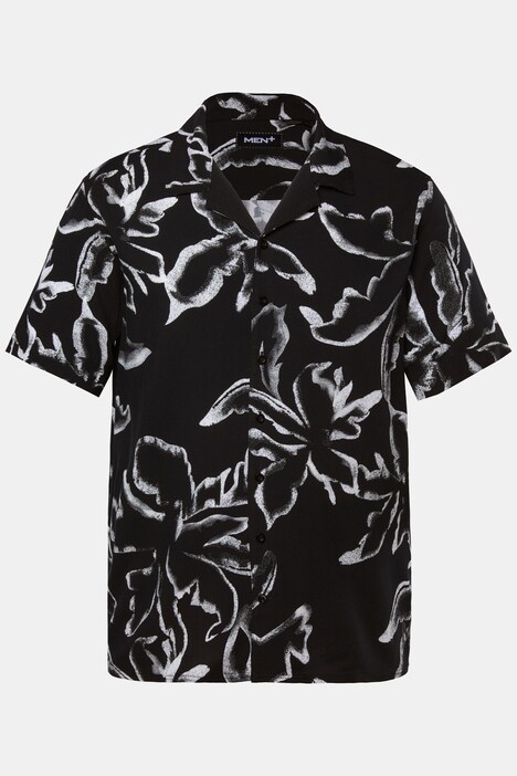 Chemise Men+ en viscose, imprimé all-over, manches courtes et col cubain, coupe Cuba Fit - jusqu'au 8 XL
