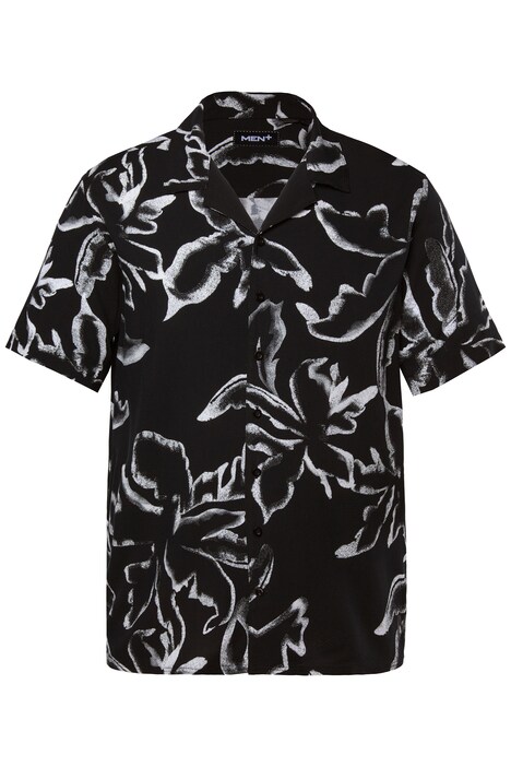 Viskózová košile Men+, krátké rukávy, plošný potisk, Cuba střih, Cuba límeček, do 8XL