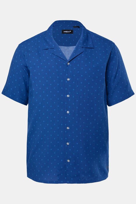 Chemise Men+ en viscose, imprimé all-over, manches courtes et col cubain, coupe Cuba Fit - jusqu'au 8 XL