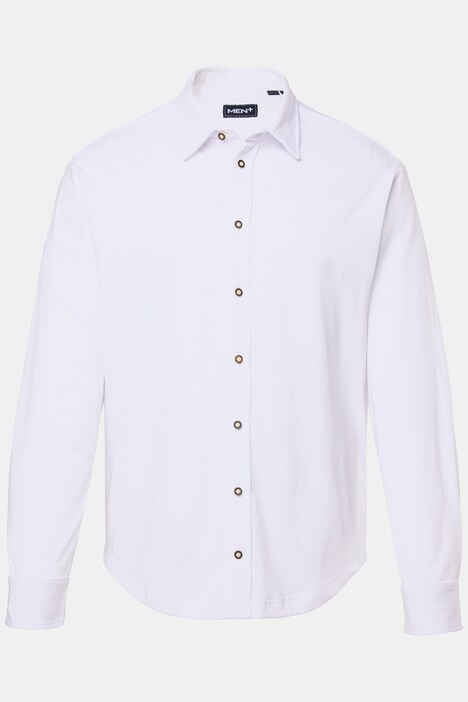 Chemise en jersey Men+, s'inspirant des costumes traditionnels bavarois, manches longues et col Kent, coupe Modern Fit - jusqu'au 8 XL