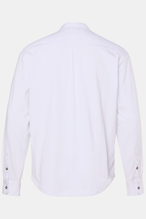 Chemise en jersey Men+, s'inspirant des costumes traditionnels bavarois, manches longues et col Kent, coupe Modern Fit - jusqu'au 8 XL