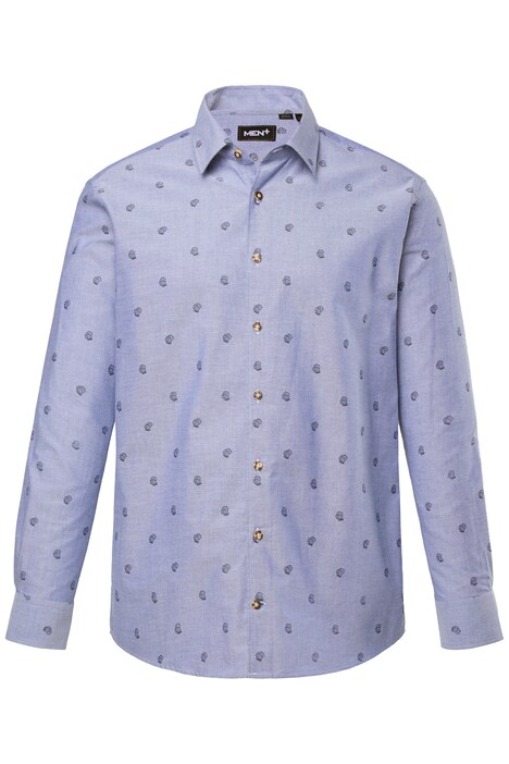 Tradiční košile Men+, dlouhé rukávy, plošný potisk, Kent límeček, Comfort střih, do 8XL
