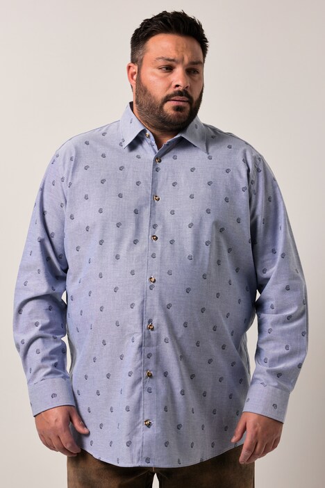 Men+ traditioneel overhemd, lange mouw, all-over print, kentkraag, comfort fit, tot 8XL