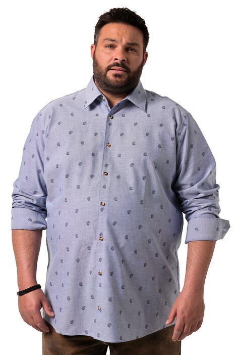 Tradiční košile Men+, dlouhé rukávy, plošný potisk, Kent límeček, Comfort střih, do 8XL