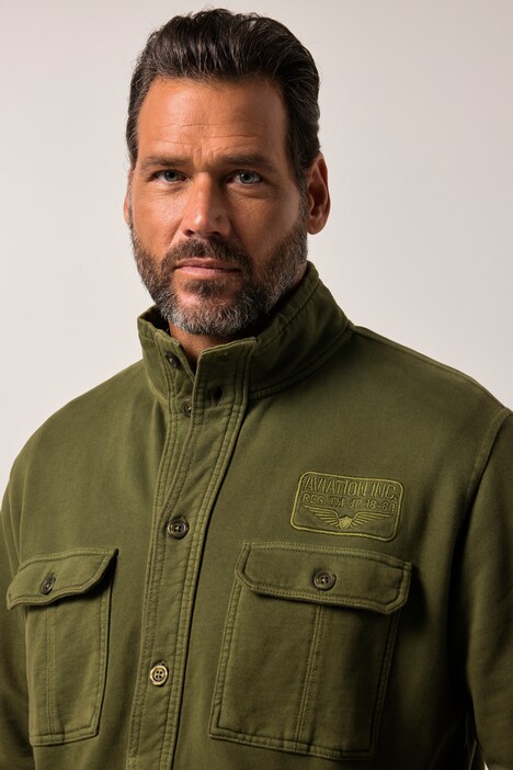 Veste en molleton JP 1880. Col montant. Écussons, style vintage - jusqu'au 8 