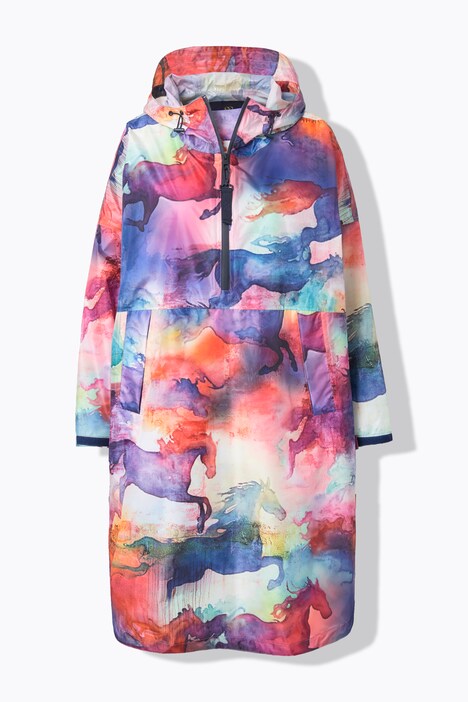Functionele regencape, unisex, print, capuchon