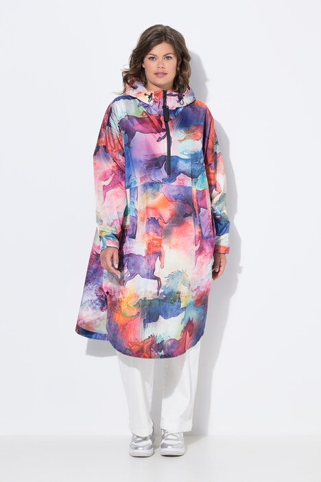 Functionele regencape, unisex, print, capuchon