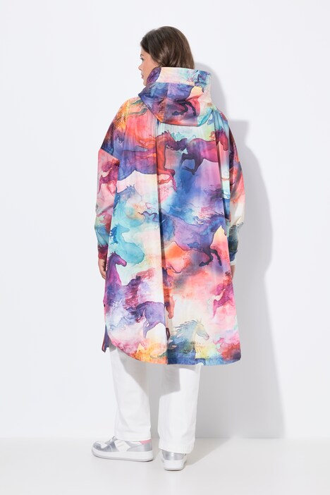 Functionele regencape, unisex, print, capuchon