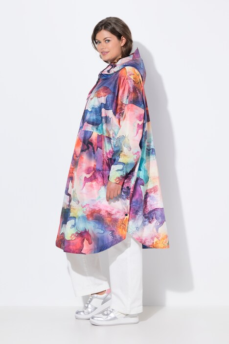 Functionele regencape, unisex, print, capuchon