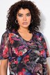 Robe midi, motif perroquets. manches cloche courtes et décolleté V. Coupe évasée