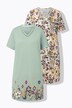 Chemises de nuit à fleurs, lot de 2, décolleté en V et manches courtes