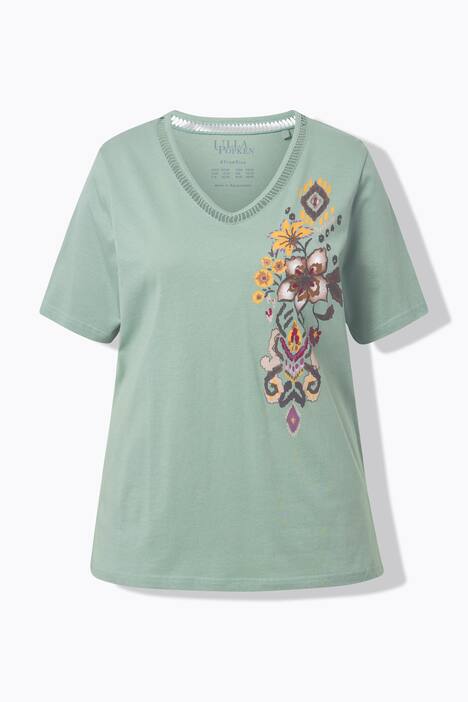 Pyjama, bloemen, V-hals, korte mouw