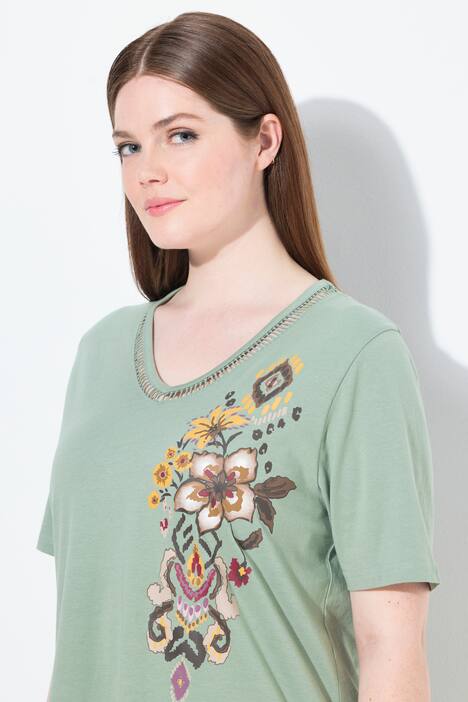 Pyjama, bloemen, V-hals, korte mouw