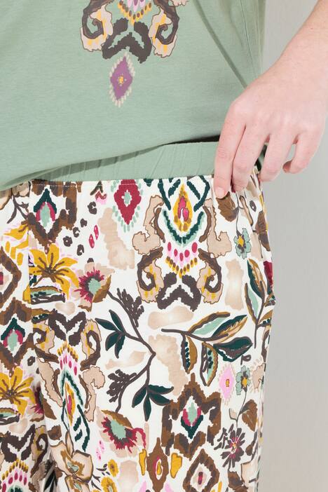Pyjama, bloemen, V-hals, korte mouw