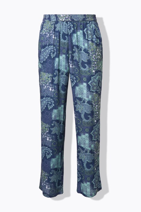 Patchwork Paisley Elastic Waist Pants