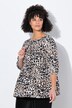 Bluse, A-form, musselin, leopard, bindebånd, rynket søm