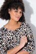 Bluse, A-form, musselin, leopard, bindebånd, rynket søm