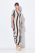 Robe maxi, rayures, col rond, manches courtes, coton bio
