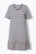 Chemise de nuit, rayures, col en V, manches courtes, coton bio