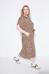 Midikjole, skjortebluse-stil i leopardmønster, med bindebånd
