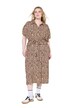 Midi šaty, košilový styl, leopardí vzor, vázací pásek