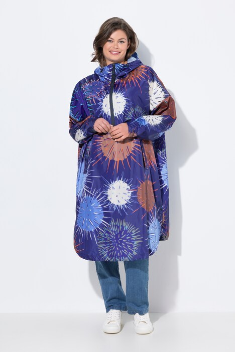 Functionele regencape, unisex, print, capuchon