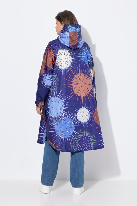 Functionele regencape, unisex, print, capuchon
