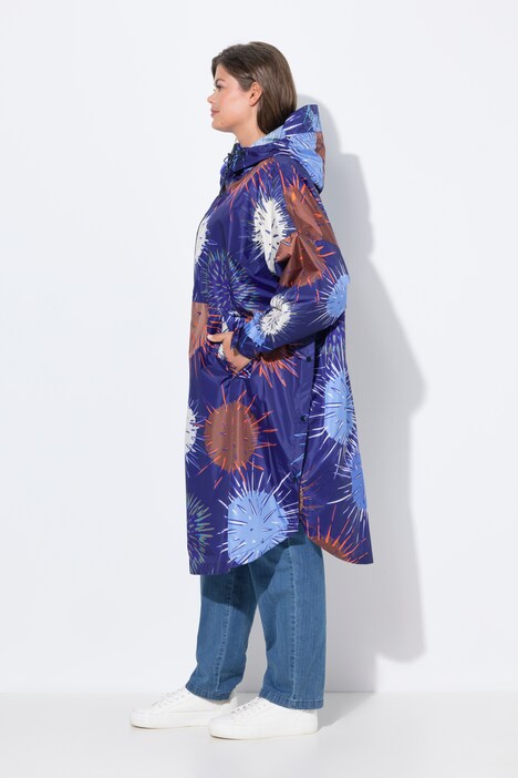 Functionele regencape, unisex, print, capuchon