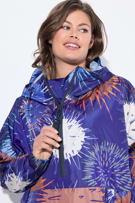Functionele regencape, unisex, print, capuchon