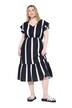 Midi šaty, A střih, mušelín, pruhy