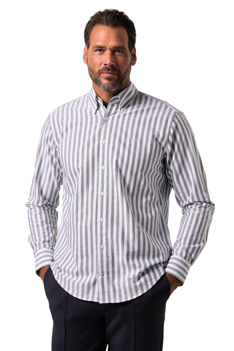 Košile JP1880, Oxford, dlouhé rukávy, límeček s knoflíky, Modern střih, do 8XL