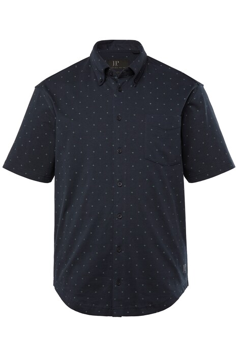 Žerzejová košile JP1880, krátké rukávy, límeček s knoflíky, drobný vzor, Modern střih, do 8XL