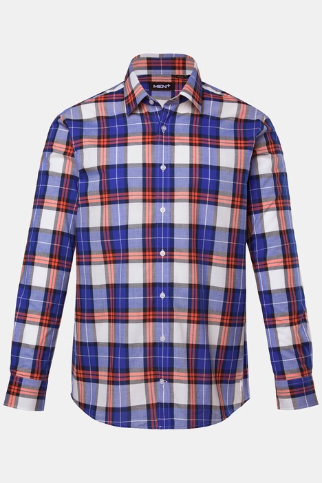 Men+-ruutupaita, pitkät hihat, kent-kaulus, Comfort-istuvuus, suurin koko 8XL