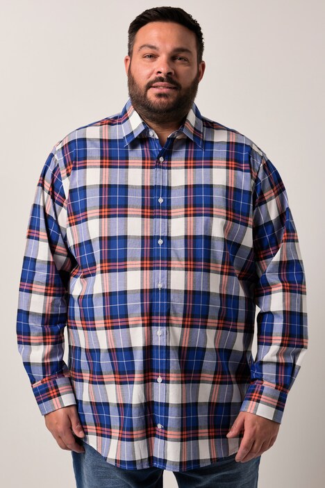 Men+-ruutupaita, pitkät hihat, kent-kaulus, Comfort-istuvuus, suurin koko 8XL