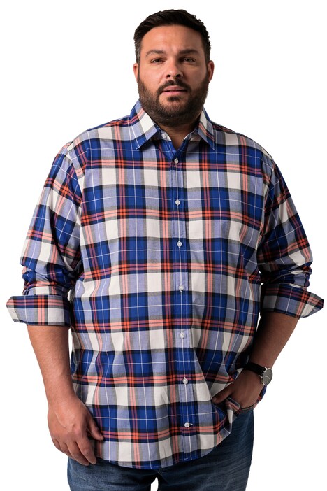 Kostkovaná košile Men+, dlouhé rukávy, Kent límeček, Comfort střih, do 8XL