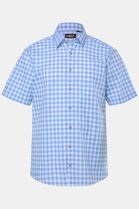 Chemise Men+ à carreaux, s'inspirant des tenues traditionnelles bavaroises, manches courtes et col Kent, coupe Comfort Fit - jusqu'au 8 XL