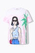 T-shirt coupe Boxy Fit, motif femme