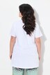Camiseta, forma en A, letras LAUGH brillantes