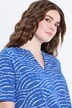 Camiseta, ondas, cuello de túnica, media manga, algodón orgánico
