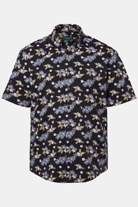 Chemise en piqué Boston Park, manches courtes et col à pointes boutonnées, imprimé all-over, coupe Modern Fit - jusqu'au 8 XL