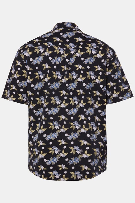 Chemise en piqué Boston Park, manches courtes et col à pointes boutonnées, imprimé all-over, coupe Modern Fit - jusqu'au 8 XL