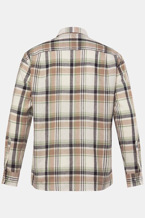 Camicia a quadri Boston Park dalla vestibilità comoda in misto lino con maniche lunghe e colletto ad apertura inglese, fino alla tg. 8XL