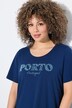 Camiseta, línea A, cuello de pico, media manga acampanada