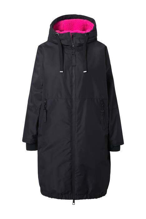 Funkční bunda, oversize, teddy podšívka, kapuce, dvoucestný zip