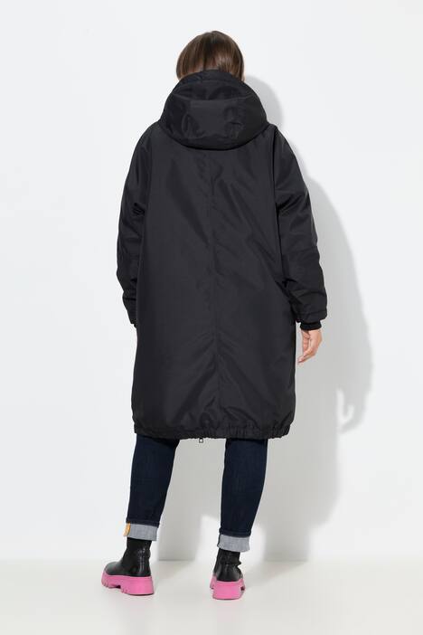 Funktionsmantel, oversized, Teddyfutter, Kapuze, 2-Wege-Zipper