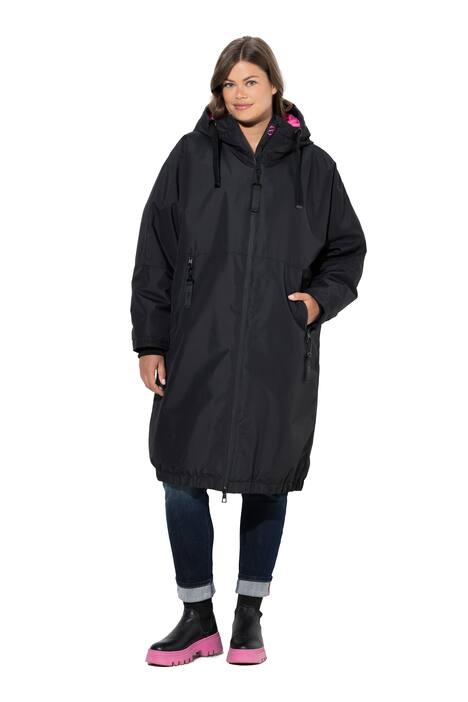 Funkční bunda, oversize, teddy podšívka, kapuce, dvoucestný zip