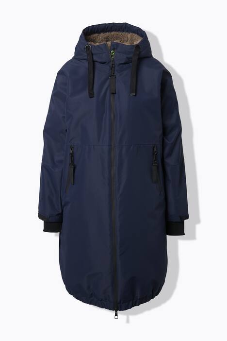 Functionele jas, oversized, teddy voering, capuchon, 2-wegrits