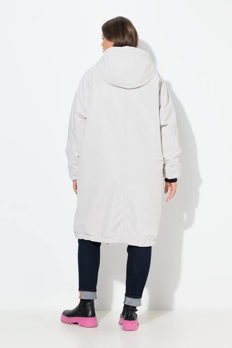 Funktionsmantel, oversized, Teddyfutter, Kapuze, 2-Wege-Zipper